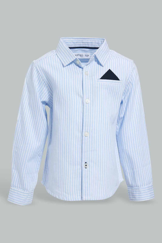 Redtag-Blue-Striped-Shirt-Ls-With-Pocket--Square-Category:Shirts,-Colour:Blue,-Filter:Infant-Boys-(3-to-24-Mths),-INB-Shirts,-New-In,-New-In-INB-APL,-Non-Sale,-S22C,-Section:Kidswear-Infant-Boys-