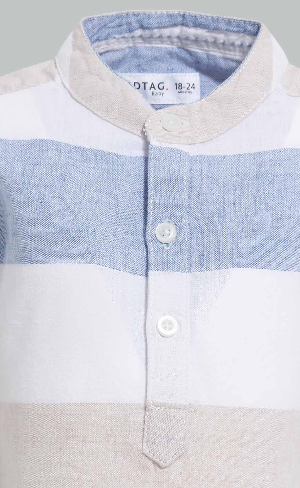 Redtag-Beige-And-White-Striped-Mandarin-Roll-Up-Ls-Shirt-Bundle,-Category:Shirts,-Colour:Beige,-Deals:Sale,-Filter:Infant-Boys-(3-to-24-Mths),-INB-Shirts,-S22C,-Sale-INB-APL,-Section:Boys-(0-to-14Yrs)-Infant-Boys-3 to 24 Months