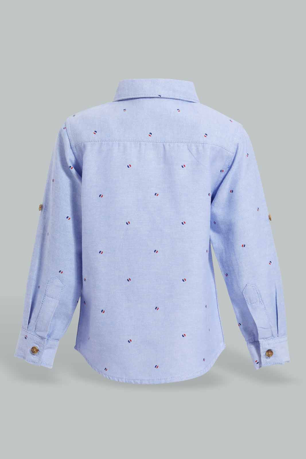 Redtag-Sky-Blue-Printed-Oxford-Ls-Shirt-With-Roll-Up-Category:Shirts,-Colour:Sky-Blue,-Deals:New-In,-Filter:Infant-Boys-(3-to-24-Mths),-INB-Shirts,-New-In-INB-APL,-Non-Sale,-S22C,-Section:Kidswear-Infant-Boys-