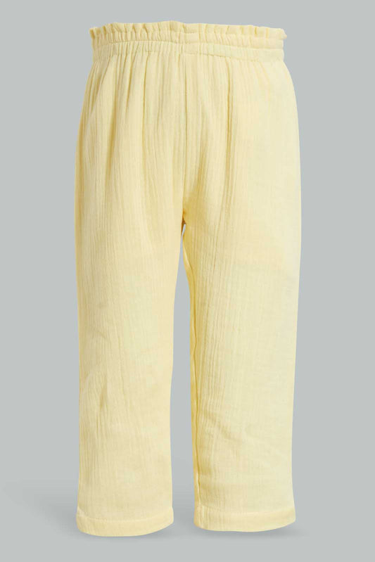 Redtag-Yellow-Solid-Wrinkeled-Trouser-Trousers-Infant-Girls-3 to 24 Months