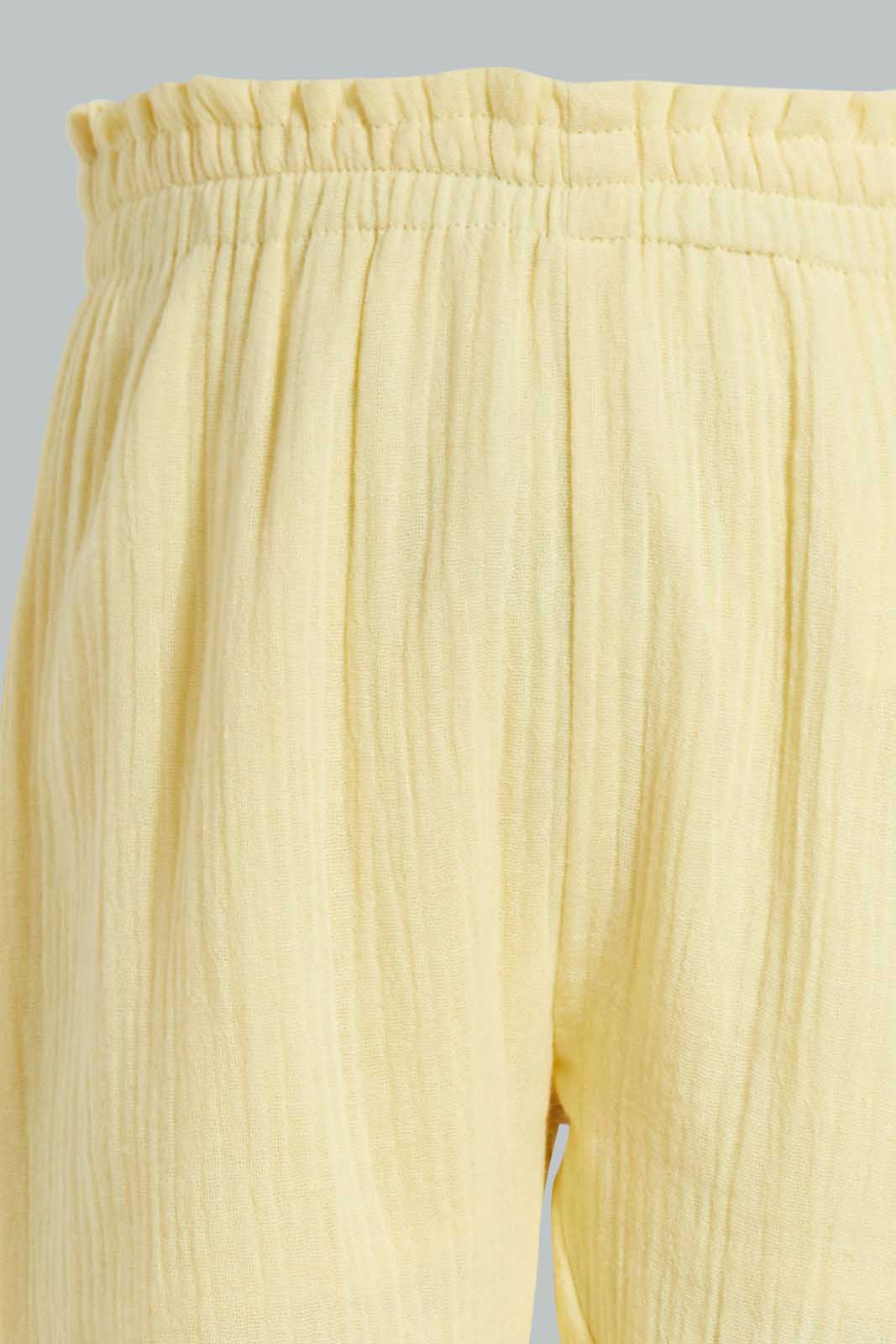 Redtag-Yellow-Solid-Wrinkeled-Trouser-Trousers-Infant-Girls-3 to 24 Months