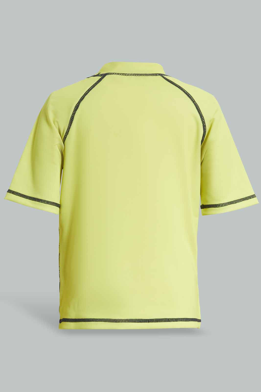 Redtag-Yellow-And-Navy-Shark-Sun-Protector-Swimsuit-(2-Piece)-BOY-Swimwear,-Category:Swimwear,-Colour:Navy,-Colour:Yellow,-Filter:Boys-(2-to-8-Yrs),-Non-Sale,-S22C,-Section:Boys-(0-to-14Yrs)--