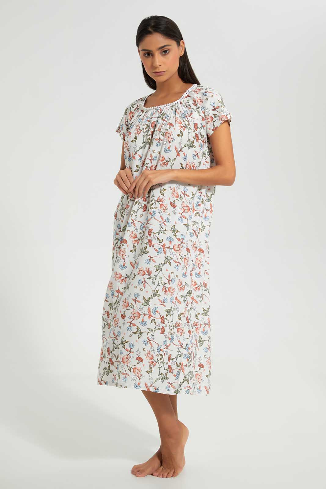 Redtag-Ivory-Floral-Printed-Nightgown-Nightgowns-Women's-