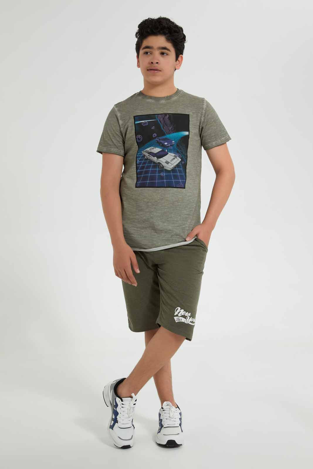 Redtag-Grey-Astronaut-Tee-Graphic-T-Shirts-Senior-Boys-9 to 14 Years