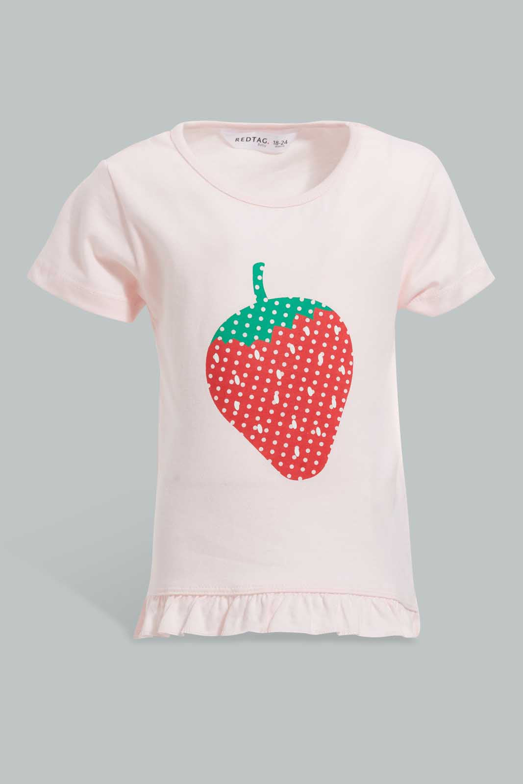 Redtag-Multi-Colour-2Pc-Pack-T-Shirt-Graphic-T-Shirts-Infant-Girls-3 to 24 Months