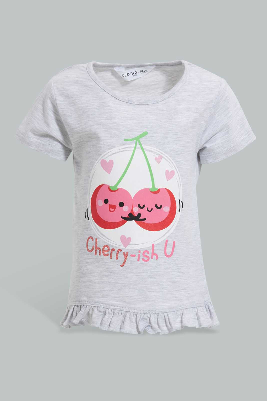 Redtag-Multi-Colour-2Pc-Pack-T-Shirt-Graphic-T-Shirts-Infant-Girls-3 to 24 Months