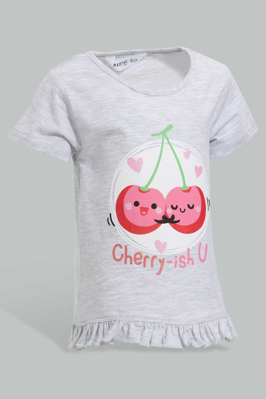 Redtag-Multi-Colour-2Pc-Pack-T-Shirt-Graphic-T-Shirts-Infant-Girls-3 to 24 Months