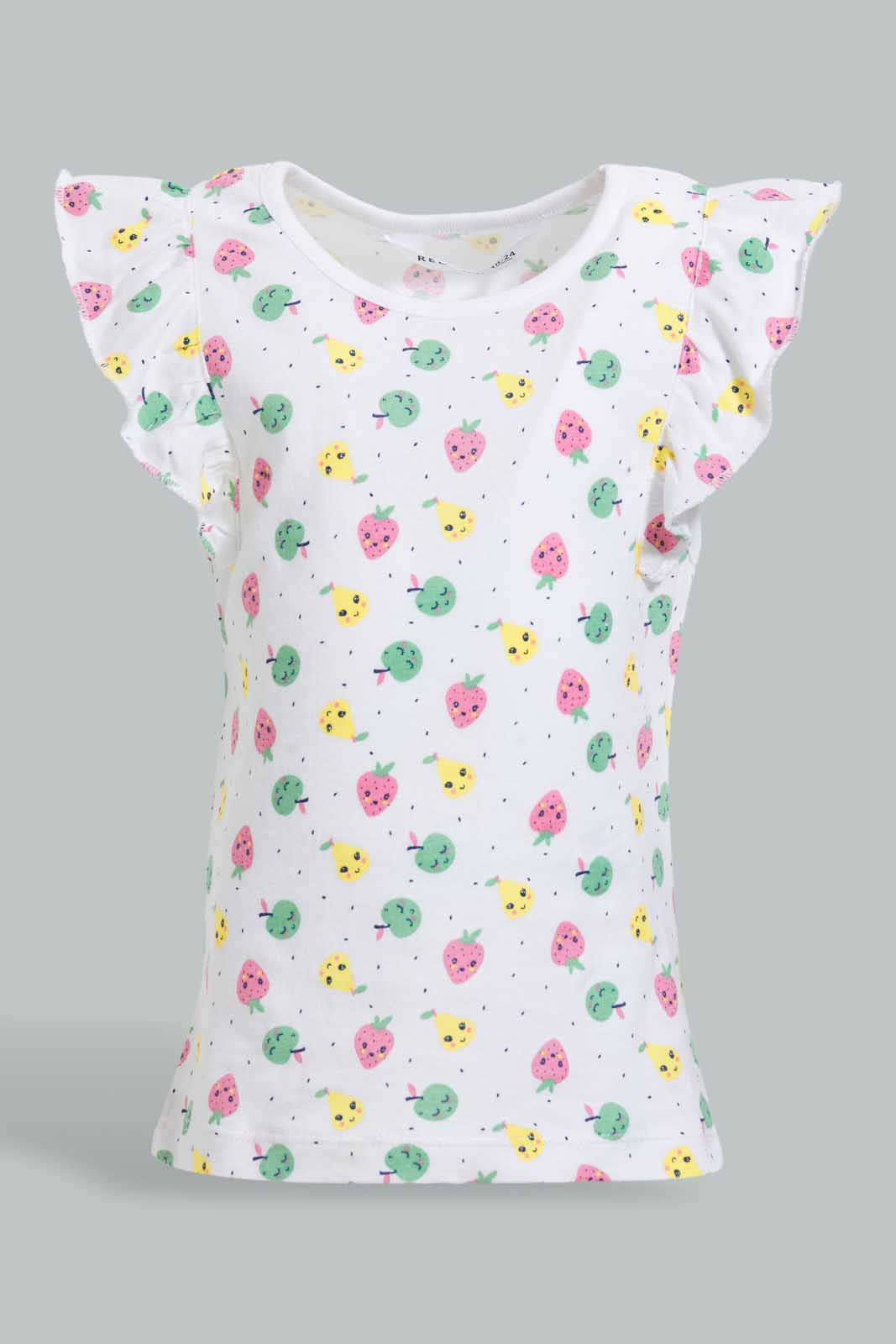 Redtag-Multi-Colour-2Pc-Pack-T-Shirt-Graphic-T-Shirts-Infant-Girls-3 to 24 Months