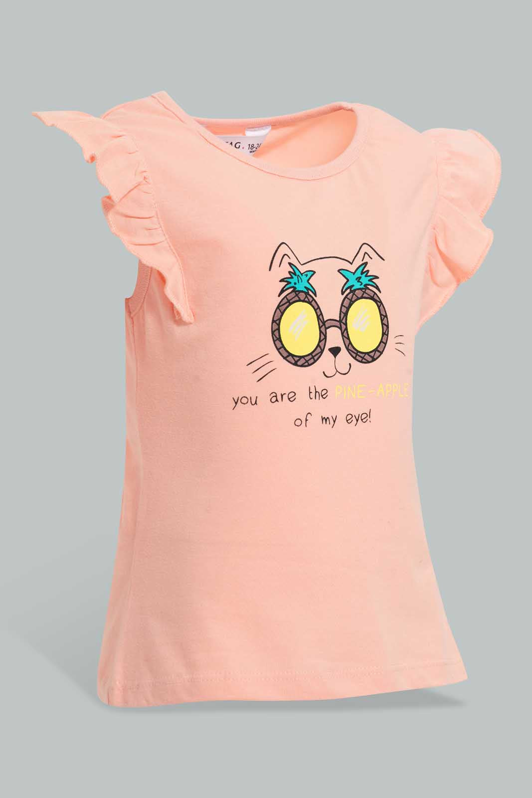 Redtag-Multi-Colour-2Pc-Pack-T-Shirt-Graphic-T-Shirts-Infant-Girls-3 to 24 Months