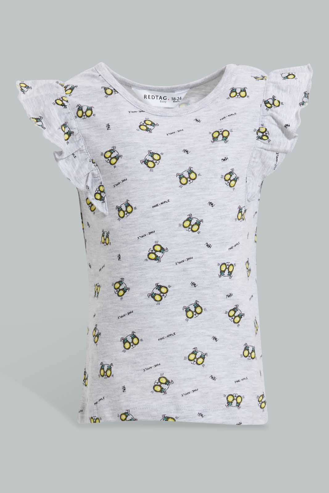 Redtag-Multi-Colour-2Pc-Pack-T-Shirt-Graphic-T-Shirts-Infant-Girls-3 to 24 Months