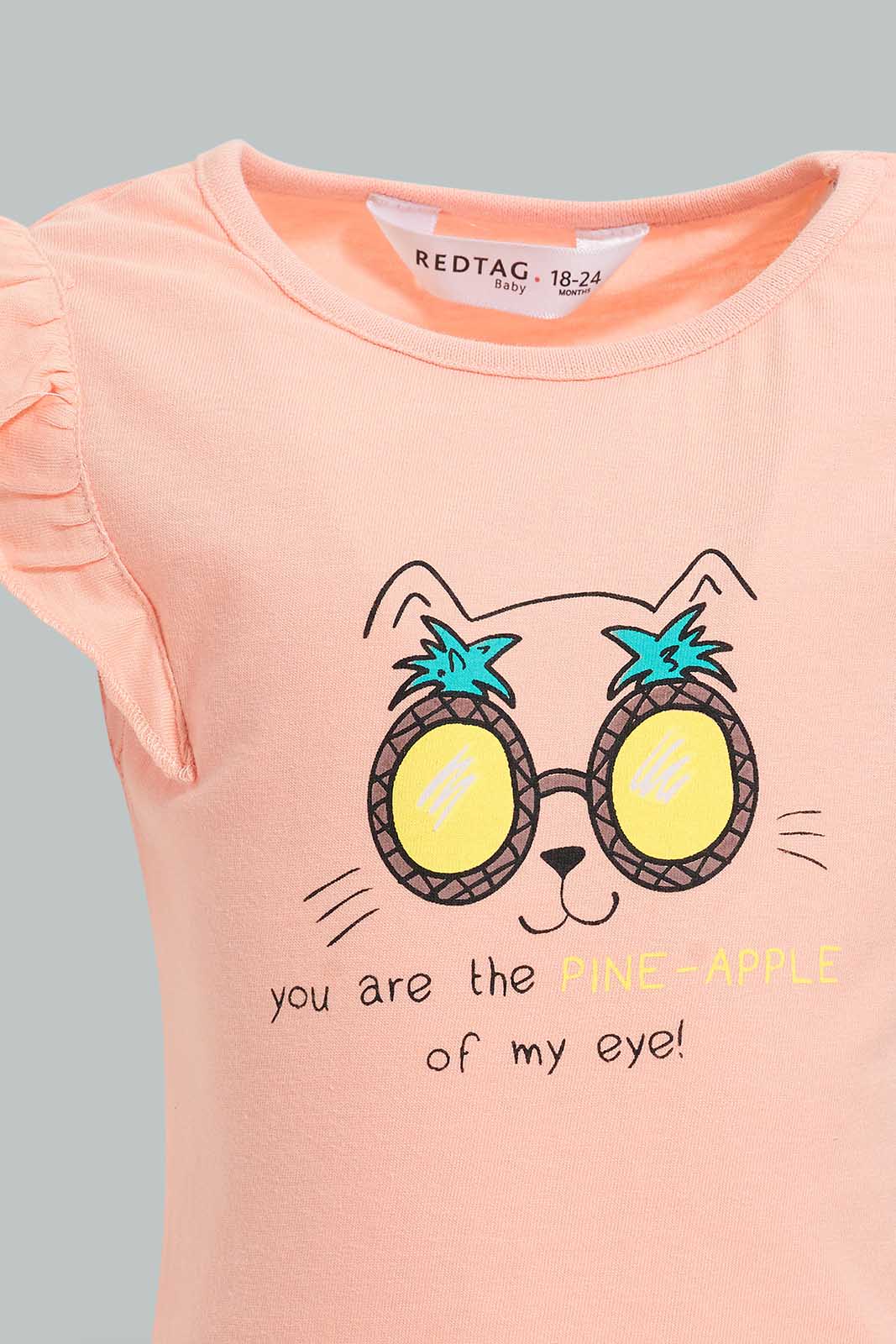 Redtag-Multi-Colour-2Pc-Pack-T-Shirt-Graphic-T-Shirts-Infant-Girls-3 to 24 Months