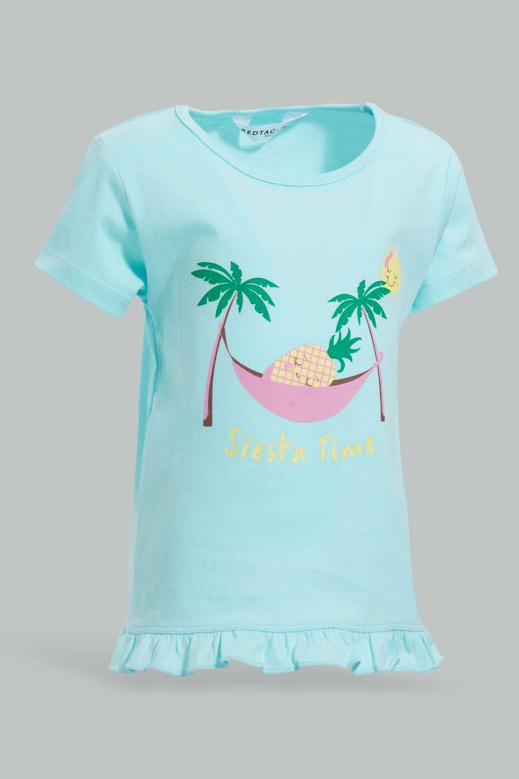 Redtag-Multi-Colour-2Pc-Pack-T-Shirt-Graphic-T-Shirts-Infant-Girls-3 to 24 Months