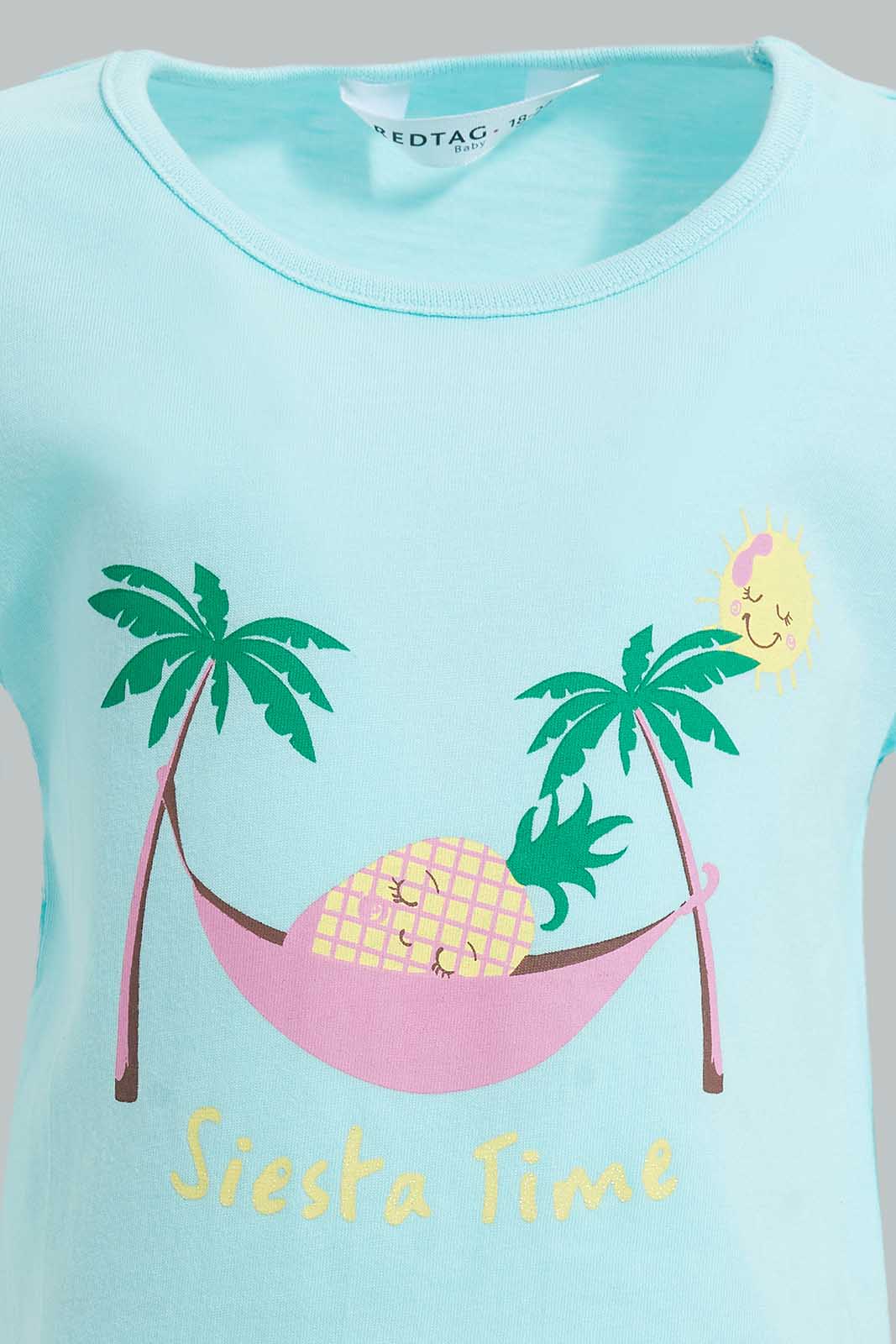 Redtag-Multi-Colour-2Pc-Pack-T-Shirt-Graphic-T-Shirts-Infant-Girls-3 to 24 Months