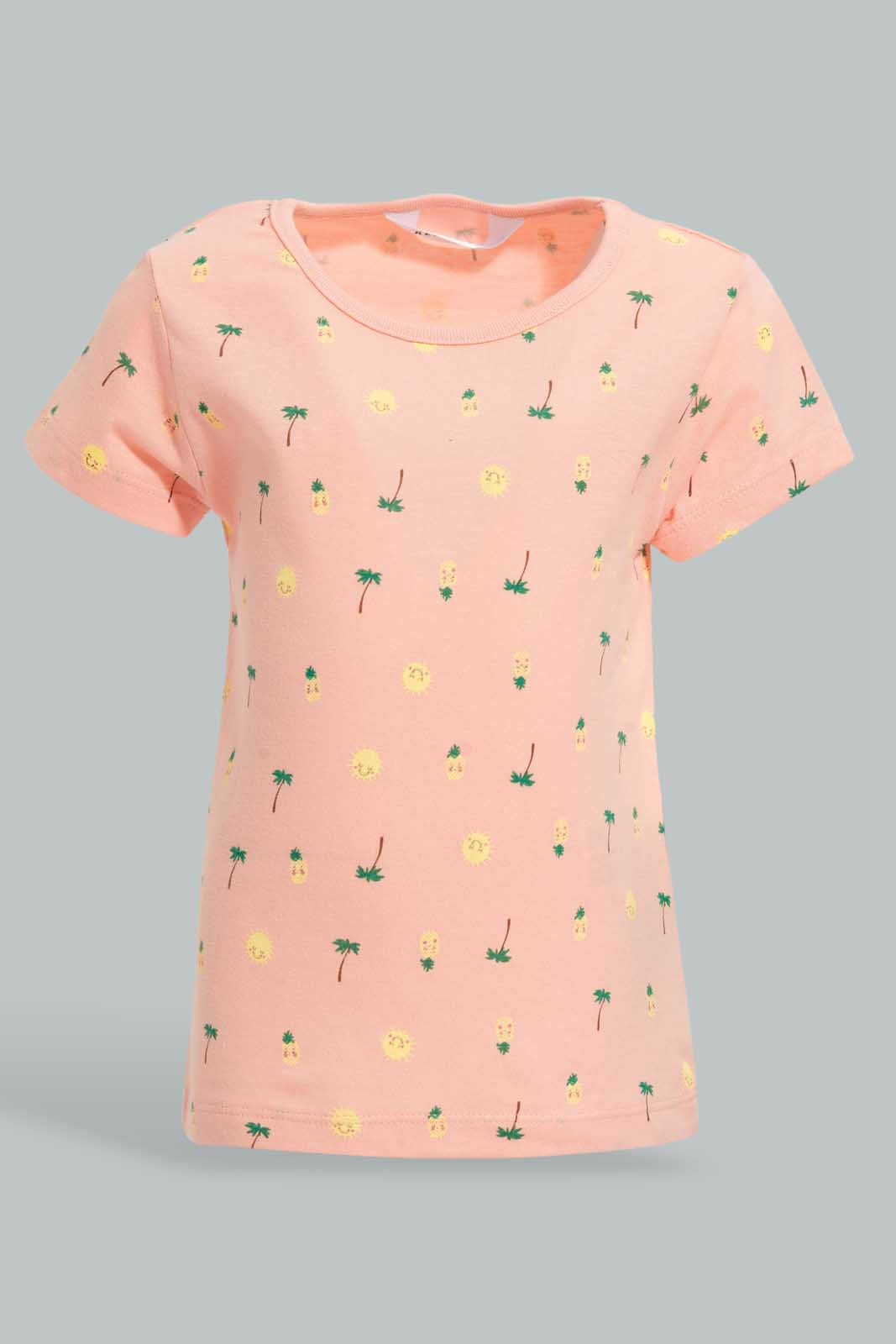 Redtag-Multi-Colour-2Pc-Pack-T-Shirt-Graphic-T-Shirts-Infant-Girls-3 to 24 Months