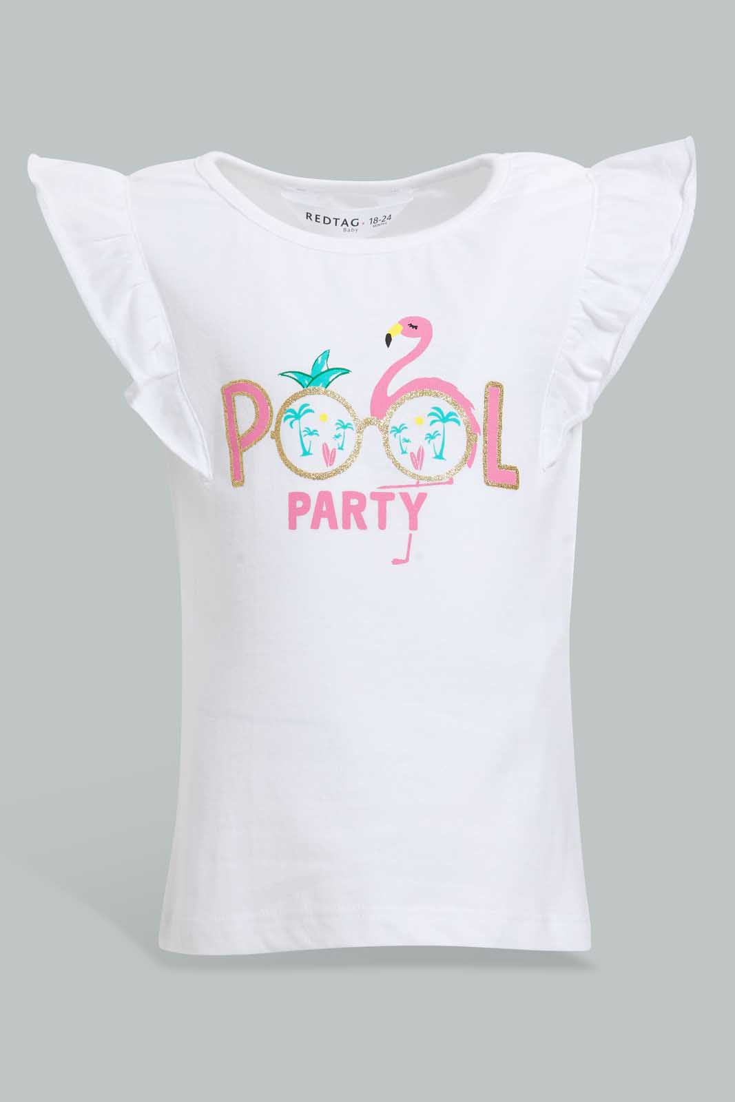 Redtag-Multi-Colour-2Pc-Pack-T-Shirt-Graphic-T-Shirts-Infant-Girls-3 to 24 Months