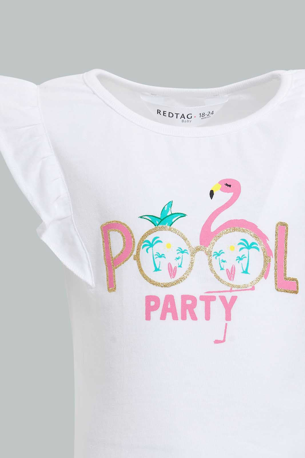 Redtag-Multi-Colour-2Pc-Pack-T-Shirt-Graphic-T-Shirts-Infant-Girls-3 to 24 Months