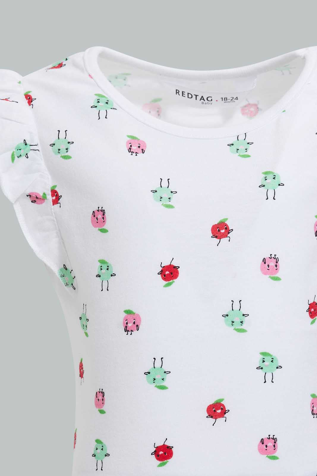 Redtag-Multi-Colour-2Pc-Pack-T-Shirt-Graphic-T-Shirts-Infant-Girls-3 to 24 Months