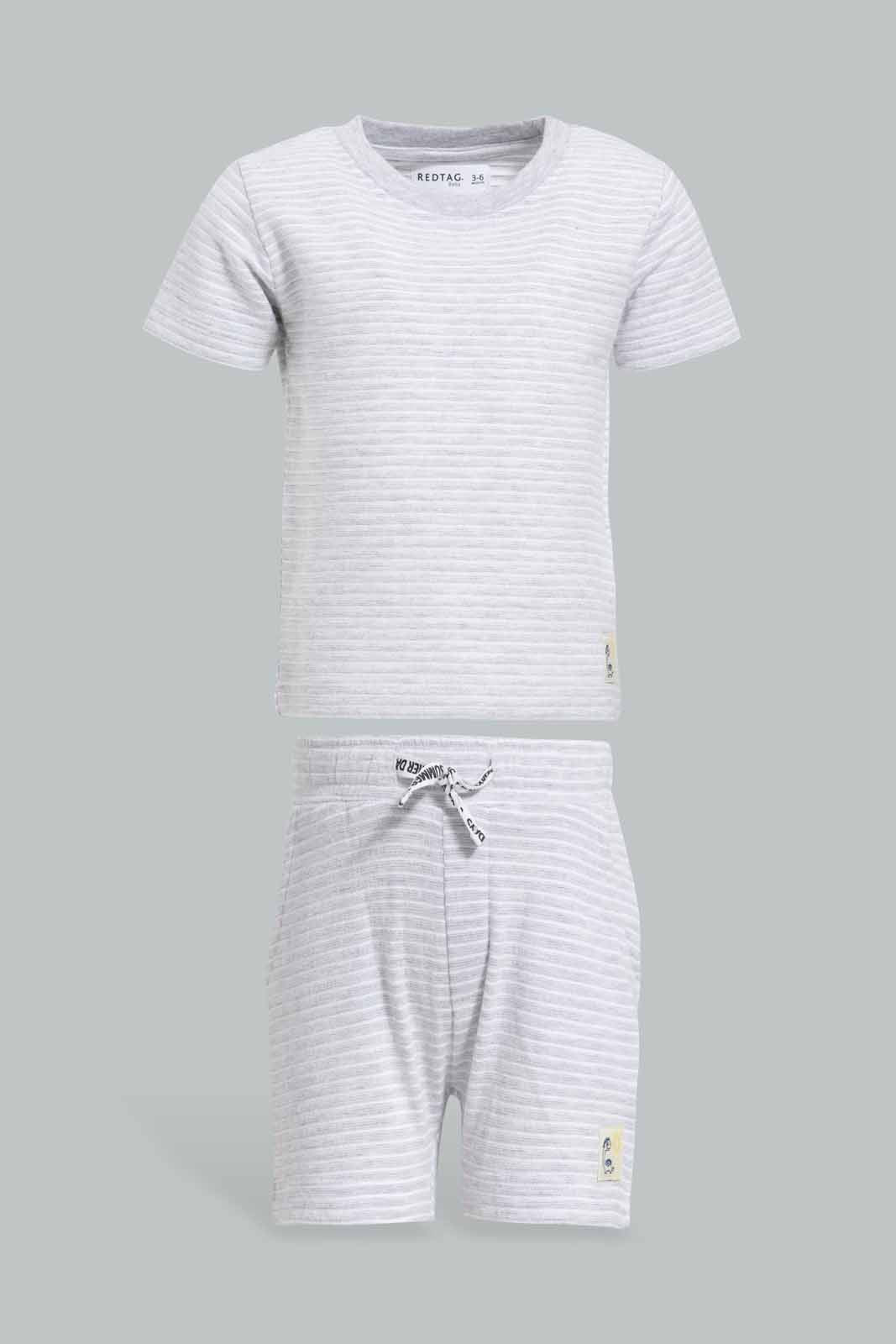 Redtag-Grey-Melange-Casual-Set-(2-Pack)-Category:Sets,-Colour:Grey,-Deals:New-In,-Filter:Infant-Boys-(3-to-24-Mths),-INB-Sets,-New-In-INB-APL,-Non-Sale,-S22C,-Section:Kidswear-Infant-Boys-