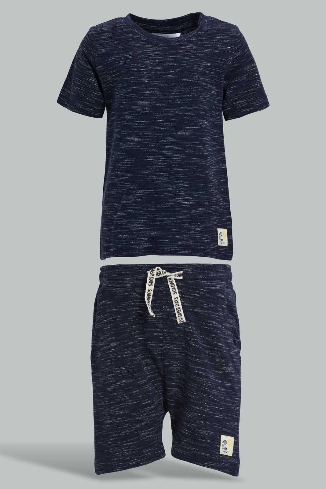 Redtag-Ivory-And-Navy-Casual-Set-(2Pack)-Sets-Infant-Boys-3 to 24 Months