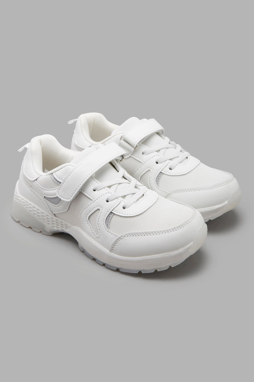 Redtag-White-Translucent-Sole-Chunky-Sneaker-BSR-Trainers,-Category:Trainers,-Colour:White,-Filter:Boys-Footwear-(5-to-14-Yrs),-New-In,-New-In-BSR-FOO,-Non-Sale,-Section:Boys-(0-to-14Yrs),-W22O-Senior-Boys-5 to 14 Years