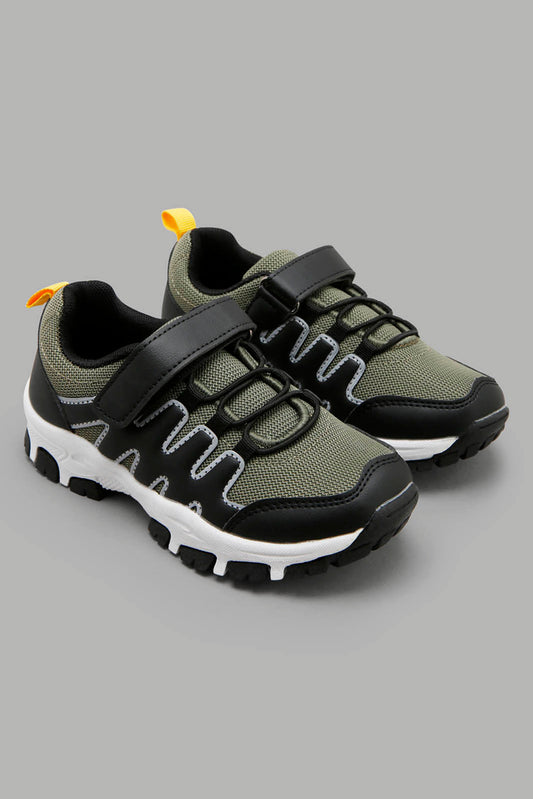 Redtag-Olive-Rubber-Overlay-Trekker-BOY-Trainers,-Category:Trainers,-Colour:Olive,-Filter:Boys-Footwear-(3-to-5-Yrs),-New-In,-New-In-BOY-FOO,-Non-Sale,-Section:Boys-(0-to-14Yrs),-W22O-Boys-3 to 5 Years