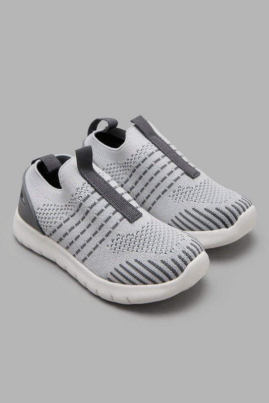 Redtag-Grey-Ribbed-Knit-Slip-On-BOY-Trainers,-Category:Trainers,-Colour:Grey,-Filter:Boys-Footwear-(3-to-5-Yrs),-New-In,-New-In-BOY-FOO,-Non-Sale,-Section:Boys-(0-to-14Yrs),-W22O-Boys-3 to 5 Years