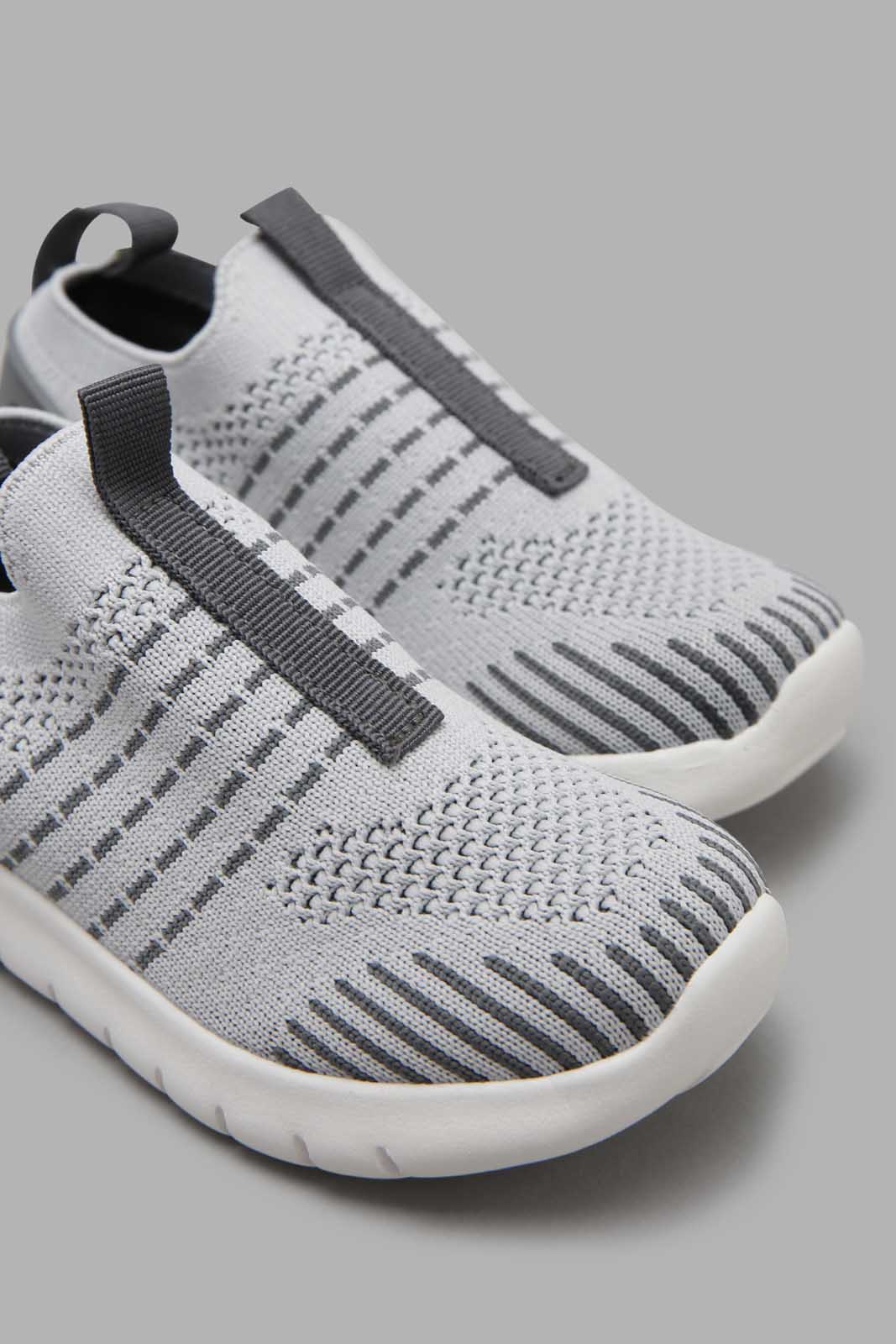 Redtag-Grey-Ribbed-Knit-Slip-On-BOY-Trainers,-Category:Trainers,-Colour:Grey,-Filter:Boys-Footwear-(3-to-5-Yrs),-New-In,-New-In-BOY-FOO,-Non-Sale,-Section:Boys-(0-to-14Yrs),-W22O-Boys-3 to 5 Years