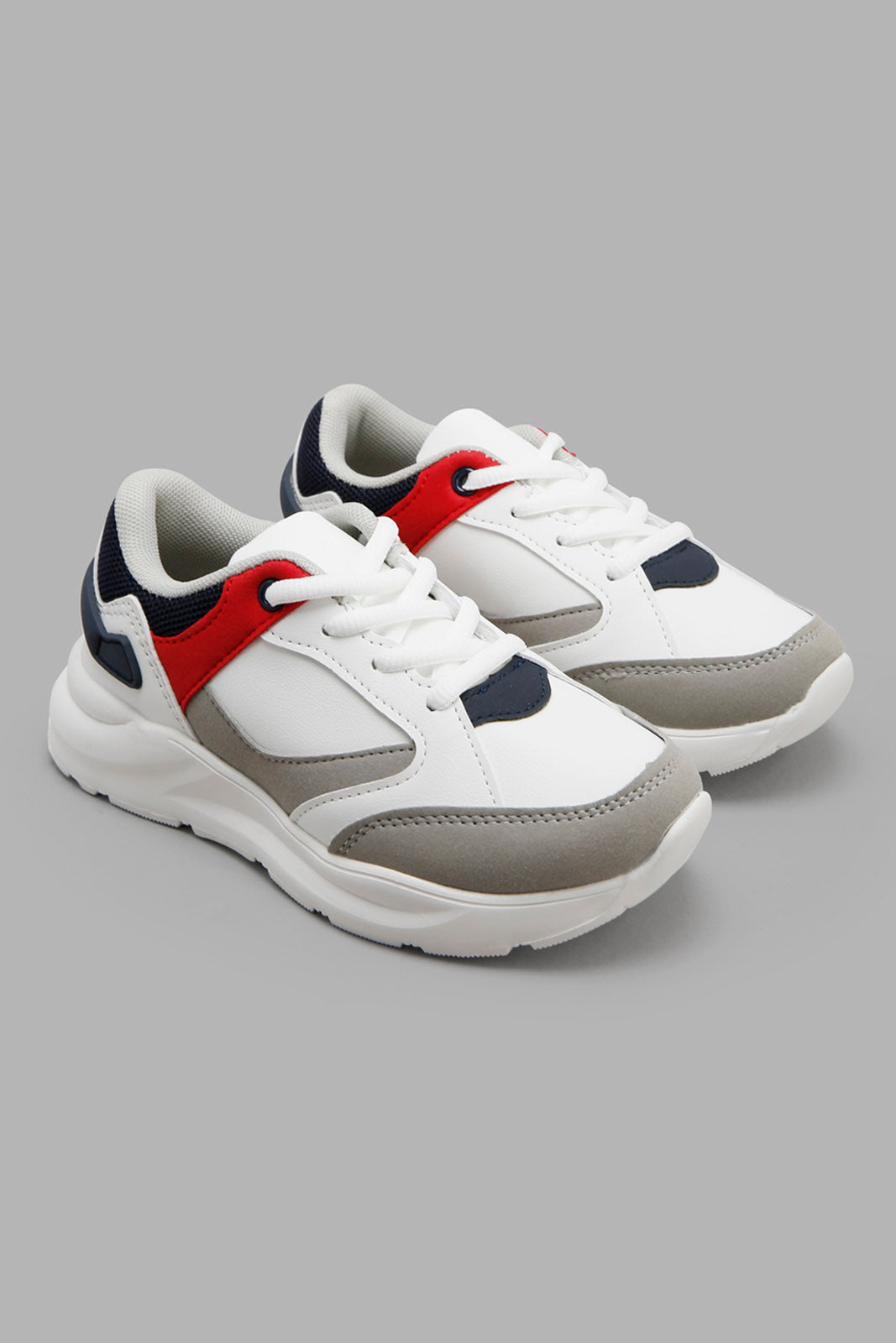 Redtag-White-Colour-Block-Chunky-Sneaker-BOY-Trainers,-Category:Trainers,-Colour:White,-Filter:Boys-Footwear-(3-to-5-Yrs),-New-In,-New-In-BOY-FOO,-Non-Sale,-Section:Boys-(0-to-14Yrs),-W22O-Boys-3 to 5 Years