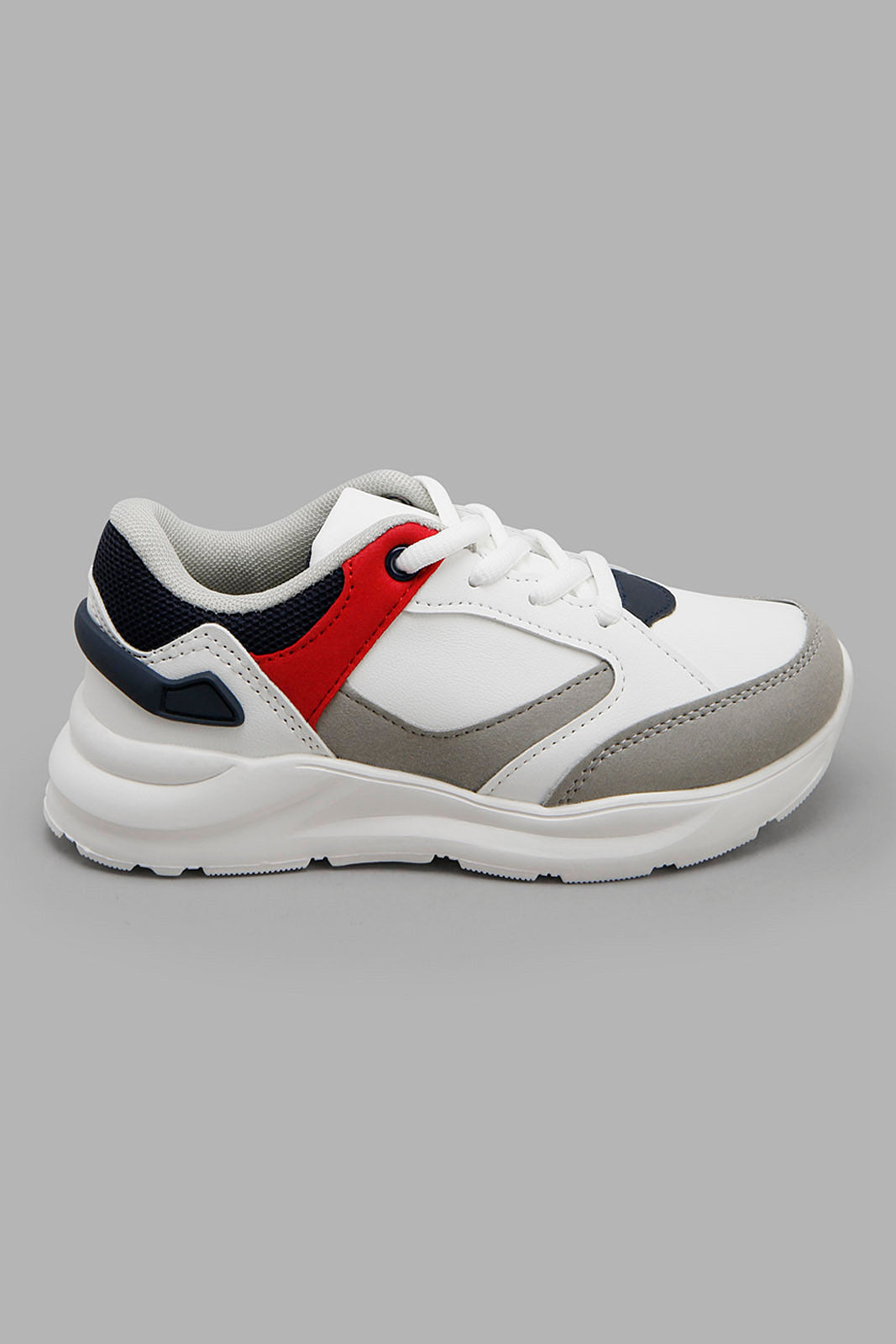 Redtag-White-Colour-Block-Chunky-Sneaker-BOY-Trainers,-Category:Trainers,-Colour:White,-Filter:Boys-Footwear-(3-to-5-Yrs),-New-In,-New-In-BOY-FOO,-Non-Sale,-Section:Boys-(0-to-14Yrs),-W22O-Boys-3 to 5 Years