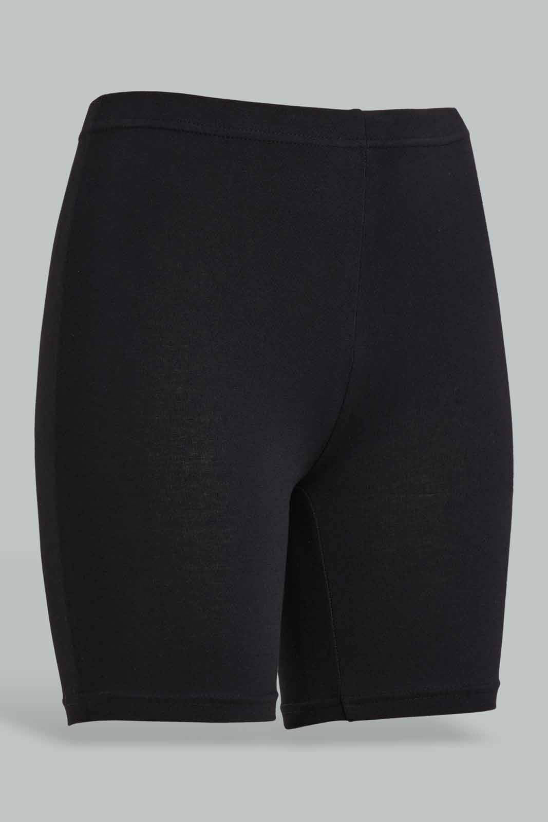 Redtag-Black/White-2Pcs-Pack-Cycling-Leggings-Leggings-Senior-Girls-9 to 14 Years