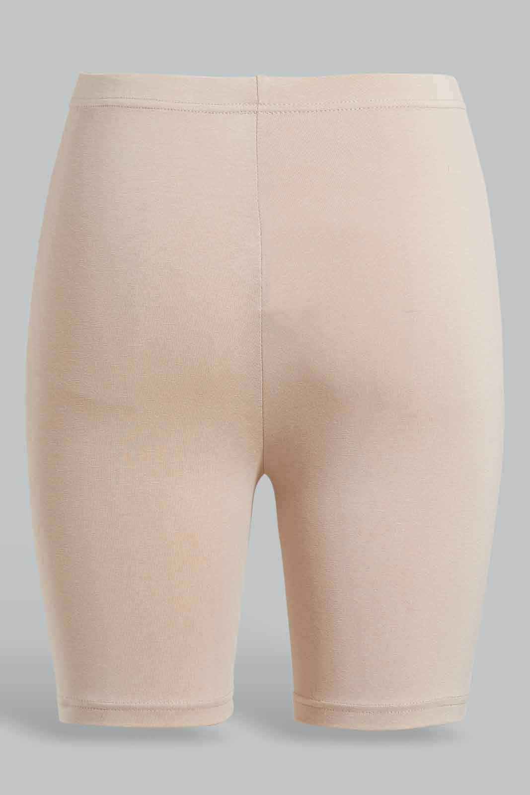 Redtag-White/Beige-2Pcs-Pack-Cycling-Leggings-Leggings-Senior-Girls-9 to 14 Years