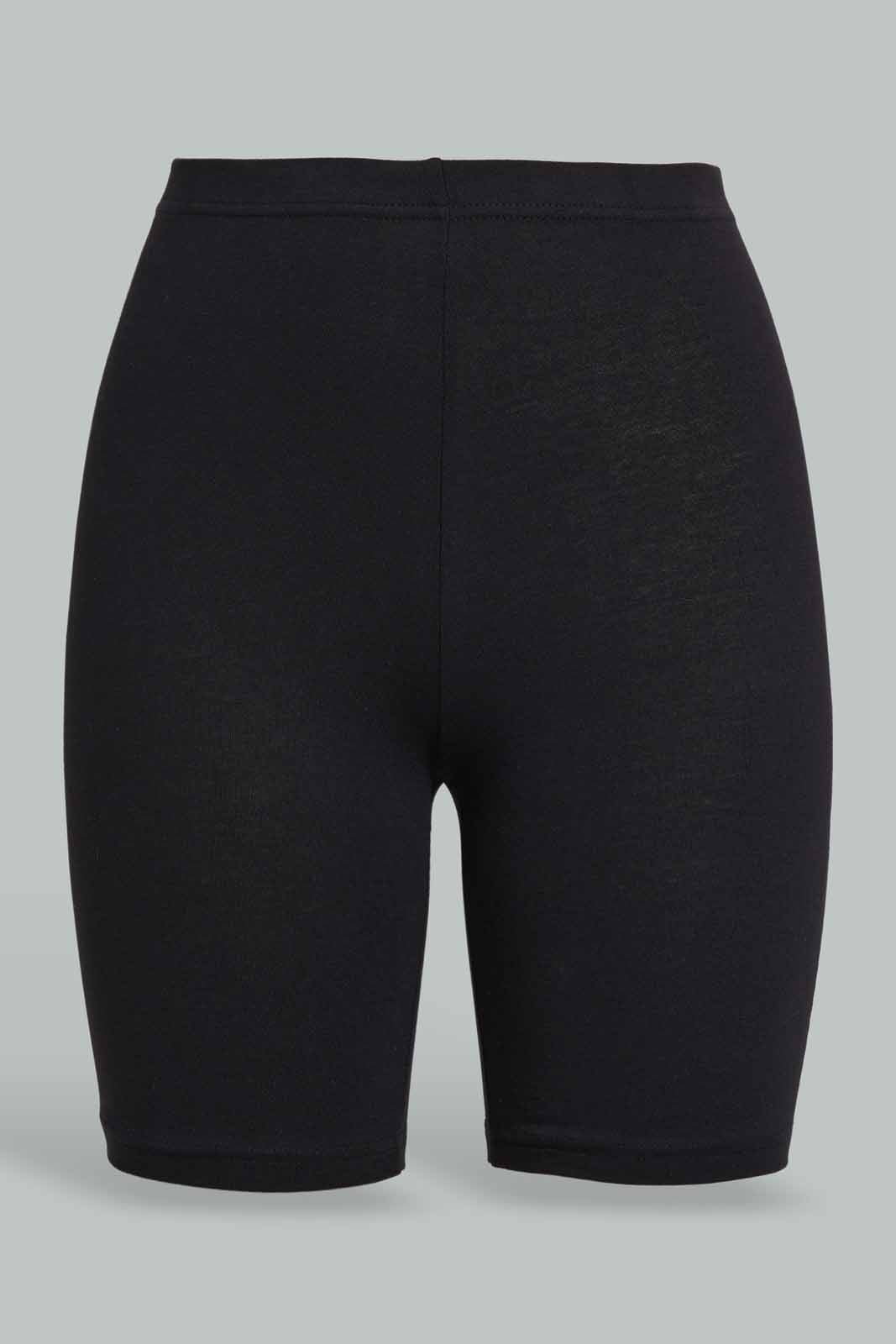 Redtag-Black/Pink-2Pcs-Pack-Cycling-Leggings-Leggings-Senior-Girls-9 to 14 Years