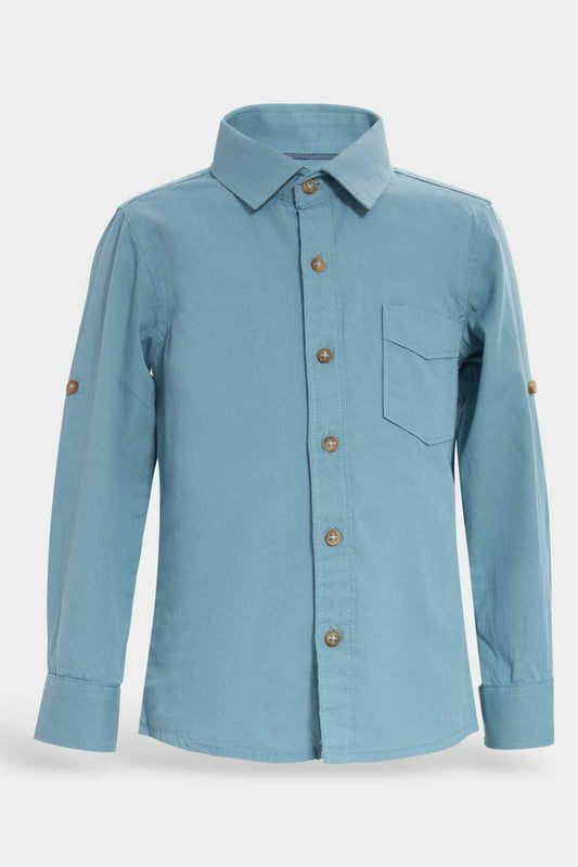 Redtag-Blue-Poplin-Long-Slv-Shirt-Category:Shirts,-Colour:Blue,-Dept:Boys,-Filter:Infant-Boys-(3-to-24-Mths),-INB-Shirts,-Non-Sale,-S22C,-Section:Boys-(0-to-14Yrs)-Infant-Boys-