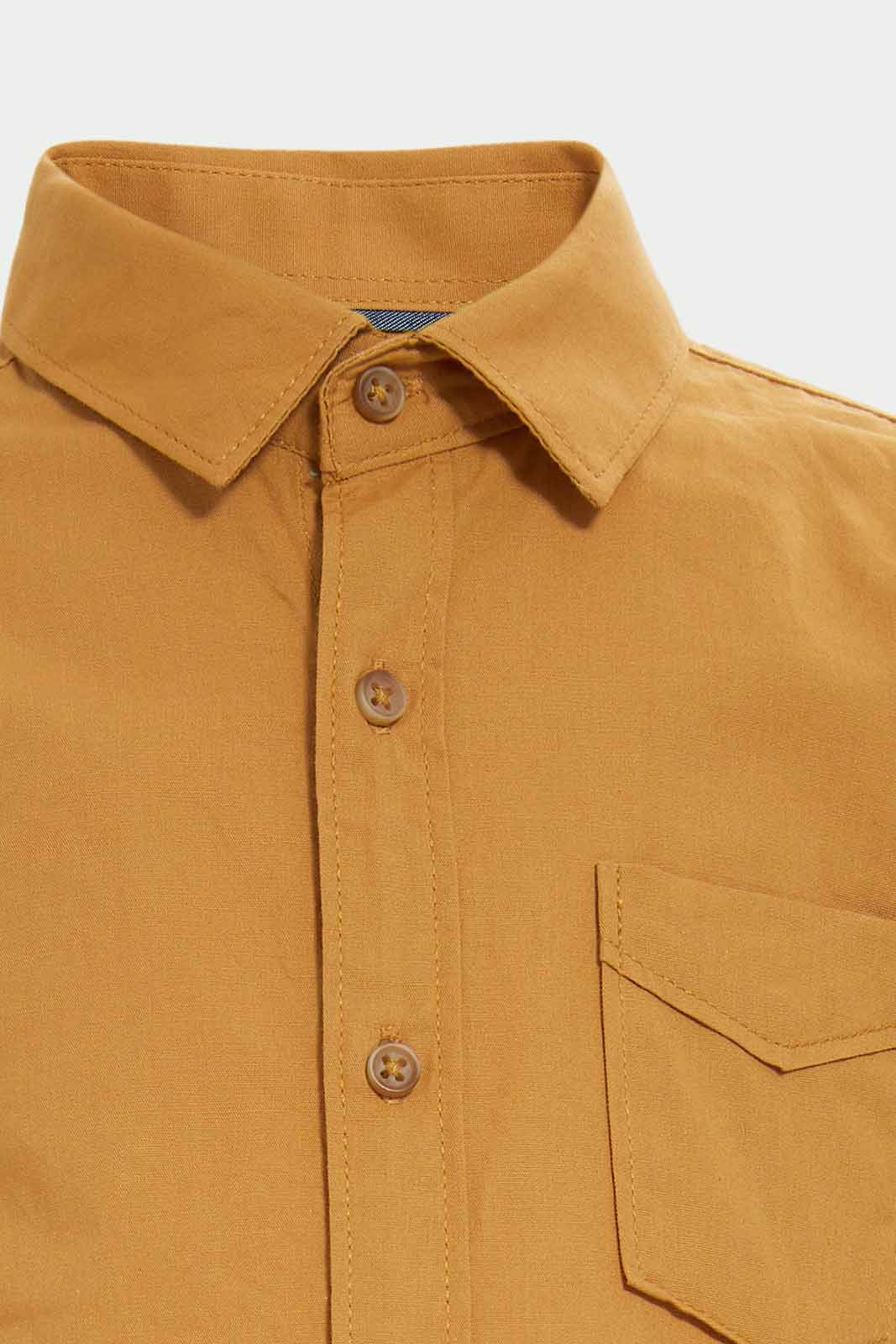 Redtag-Mustard-Poplin-Long-Slv-Shirt-Category:Shirts,-Colour:Mustard,-Dept:Boys,-Filter:Infant-Boys-(3-to-24-Mths),-INB-Shirts,-Non-Sale,-S22C,-Section:Boys-(0-to-14Yrs)-Infant-Boys-