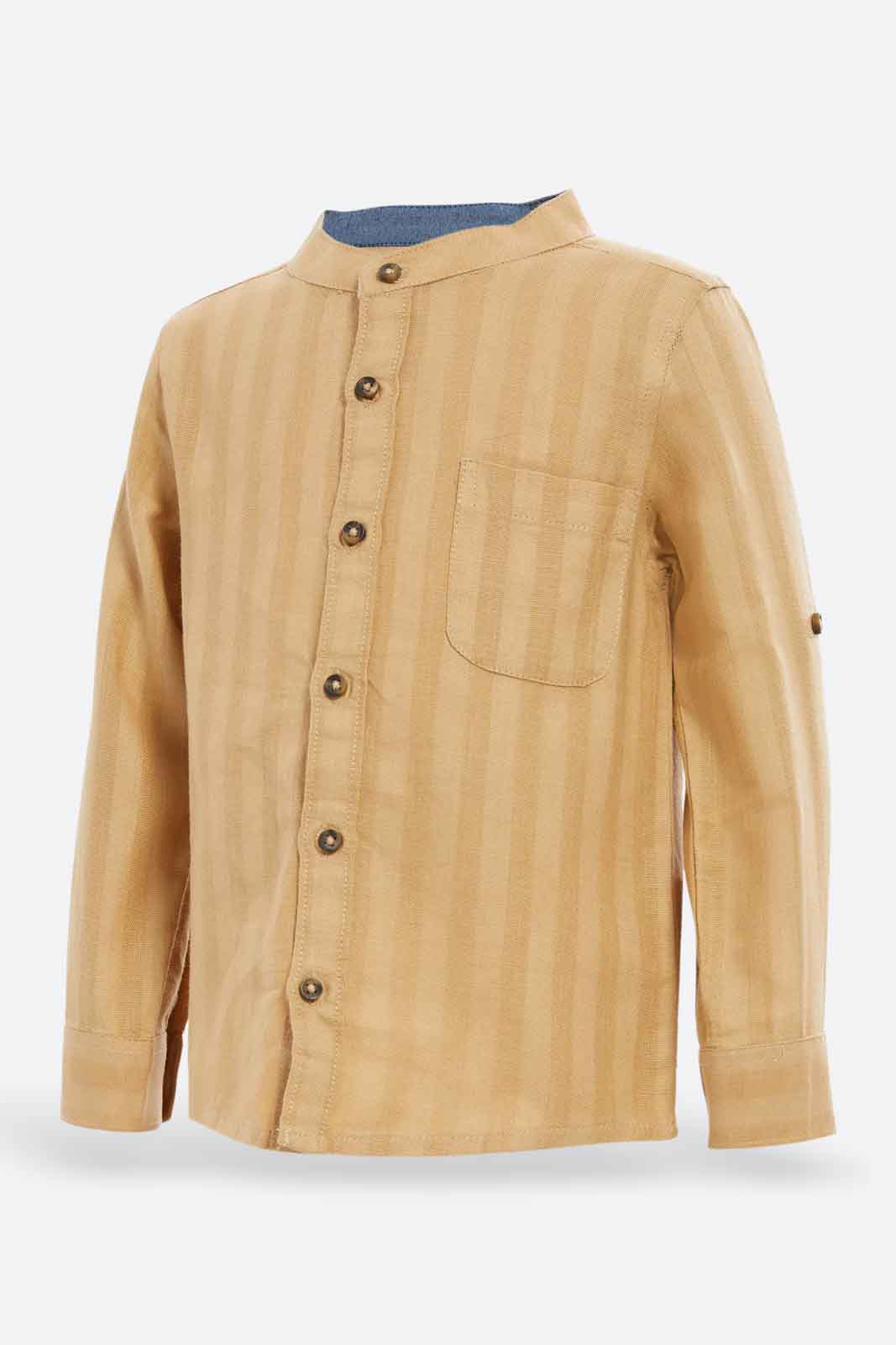 Redtag-Beige-Dobby--Long-Sleeve-Shirt-Category:Shirts,-Colour:Beige,-Deals:New-In,-Dept:Boys,-Filter:Infant-Boys-(3-to-24-Mths),-INB-Shirts,-New-In-INB-APL,-Non-Sale,-S22C,-Section:Boys-(0-to-14Yrs)-Infant-Boys-3 to 24 Months
