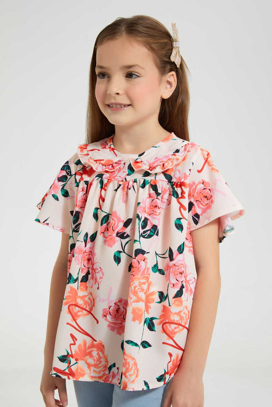 Redtag-Assorted-Printed-Collared-Blouse-Blouses-Girls-2 to 8 Years