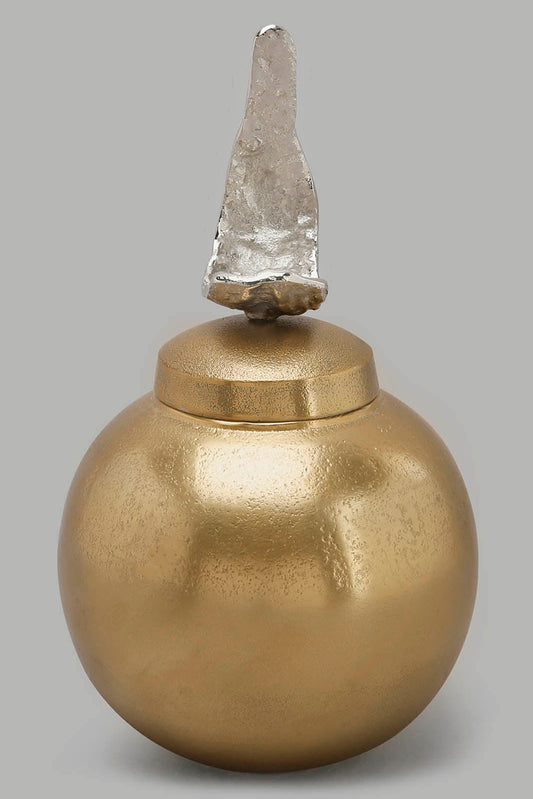 Redtag-Gold-Decorative-Circular-Box-Category:Fashion-Box,-Colour:Gold,-Deals:New-In,-Filter:Home-Decor,-HMW-HOM-Decorative-Accessories,-New-In-HMW-HOM,-Non-Sale,-Section:Homewares,-W22O-Home-Decor-