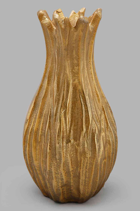 Redtag-Gold-Metal-Textured-Vase-Category:Plants-&-Flowers,-Colour:Gold,-Deals:New-In,-Filter:Home-Decor,-HMW-HOM-Decorative-Accessories,-New-In-HMW-HOM,-Non-Sale,-Section:Homewares,-W22O-Home-Decor-