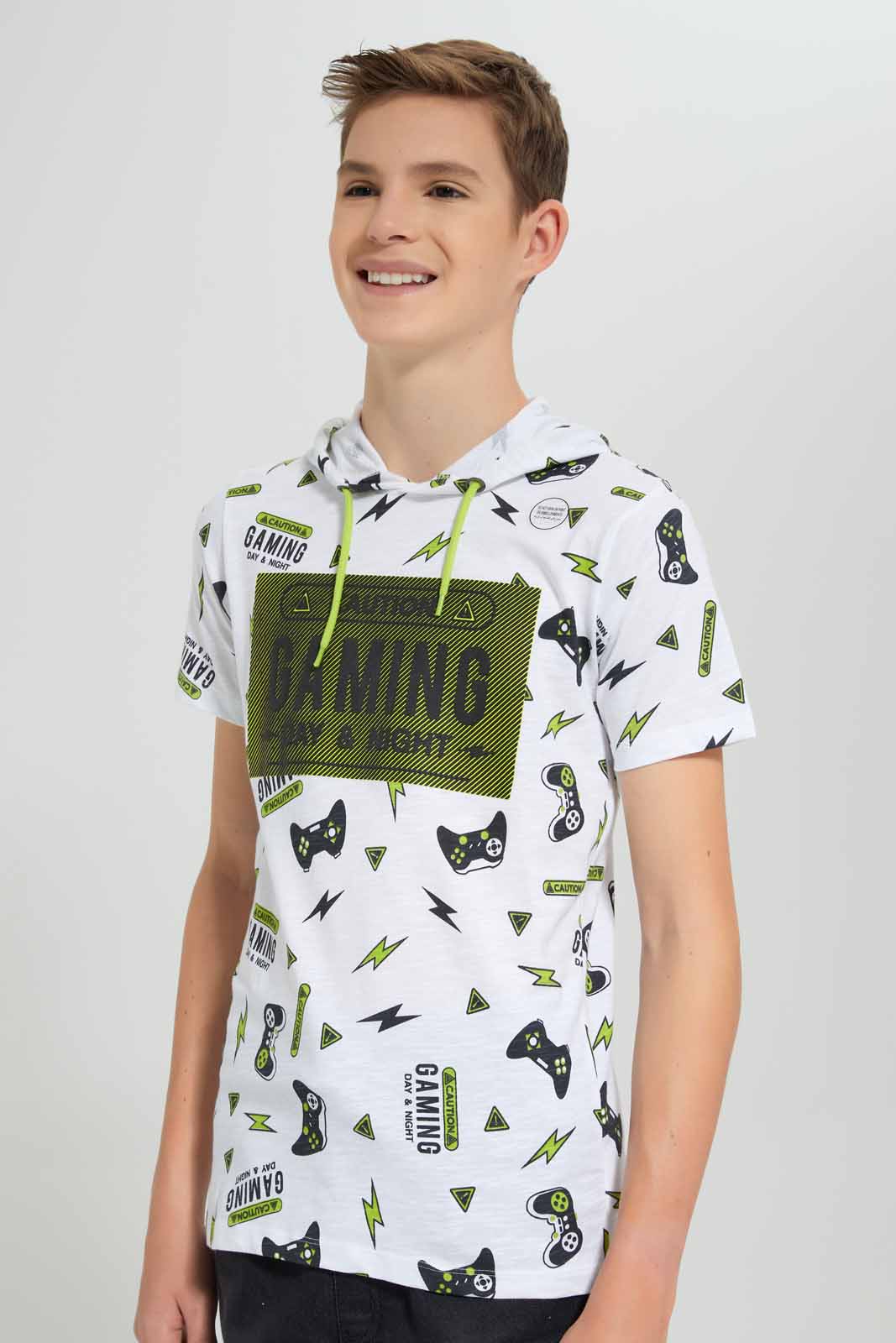 Redtag-White-Hoody-Gaming-T-Shirt-BSR-T-Shirts,-Category:T-Shirts,-Colour:White,-Deals:New-In,-Filter:Senior-Boys-(9-to-14-Yrs),-New-In-BSR,-Non-Sale,-S22C,-Section:Boys-(0-to-14Yrs)-Senior-Boys-9 to 14 Years