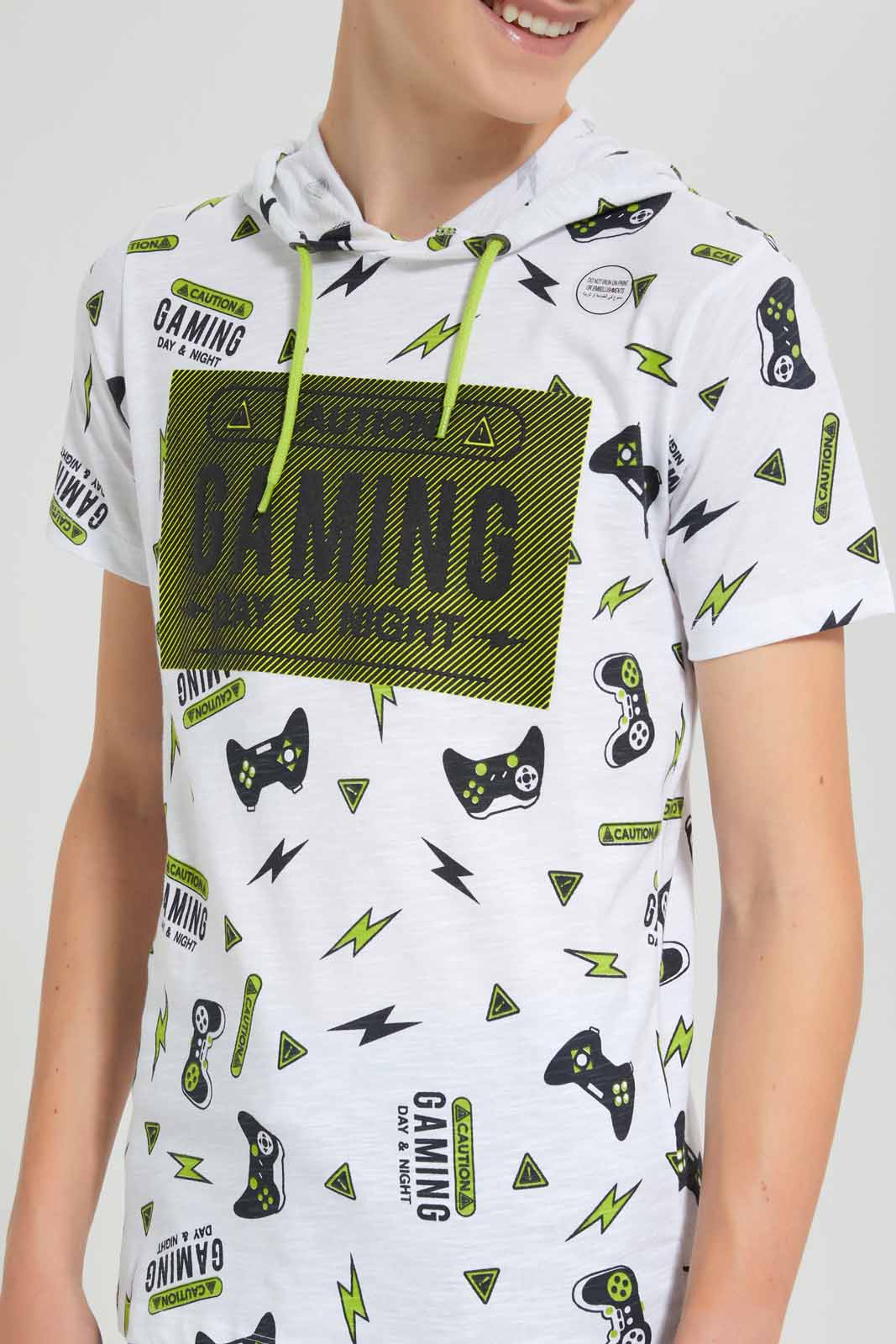 Redtag-White-Hoody-Gaming-T-Shirt-BSR-T-Shirts,-Category:T-Shirts,-Colour:White,-Deals:New-In,-Filter:Senior-Boys-(9-to-14-Yrs),-New-In-BSR,-Non-Sale,-S22C,-Section:Boys-(0-to-14Yrs)-Senior-Boys-9 to 14 Years