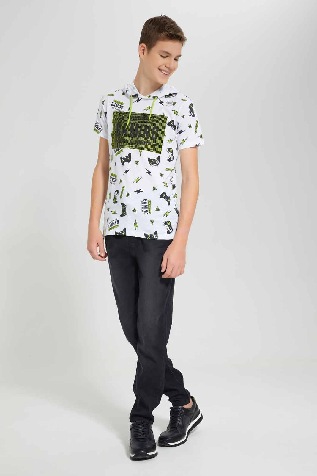 Redtag-White-Hoody-Gaming-T-Shirt-BSR-T-Shirts,-Category:T-Shirts,-Colour:White,-Deals:New-In,-Filter:Senior-Boys-(9-to-14-Yrs),-New-In-BSR,-Non-Sale,-S22C,-Section:Boys-(0-to-14Yrs)-Senior-Boys-9 to 14 Years