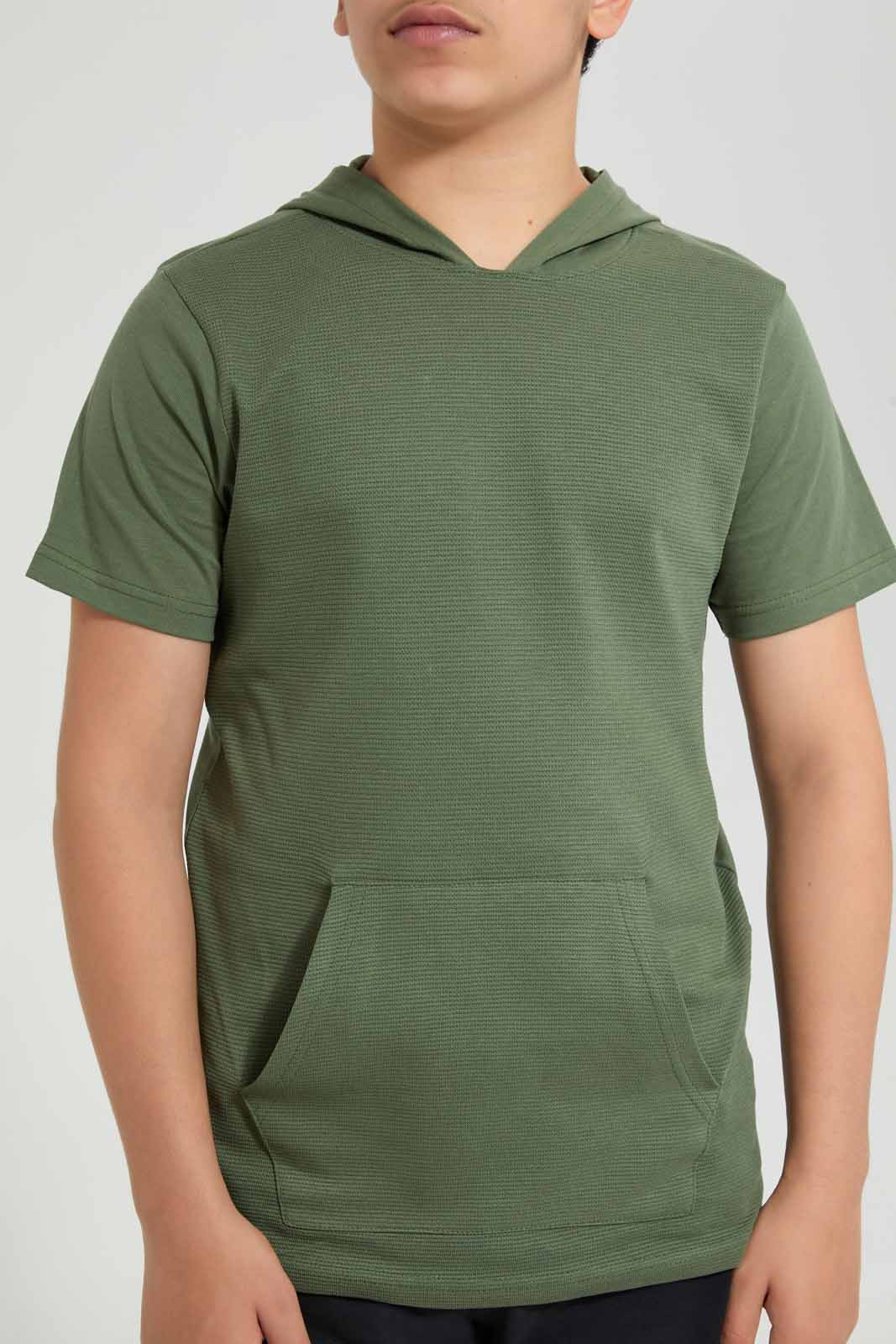 Redtag-Green-Bsr-Plain-Hoody-Tee-Hoody-T-Shirts-Senior-Boys-9 to 14 Years