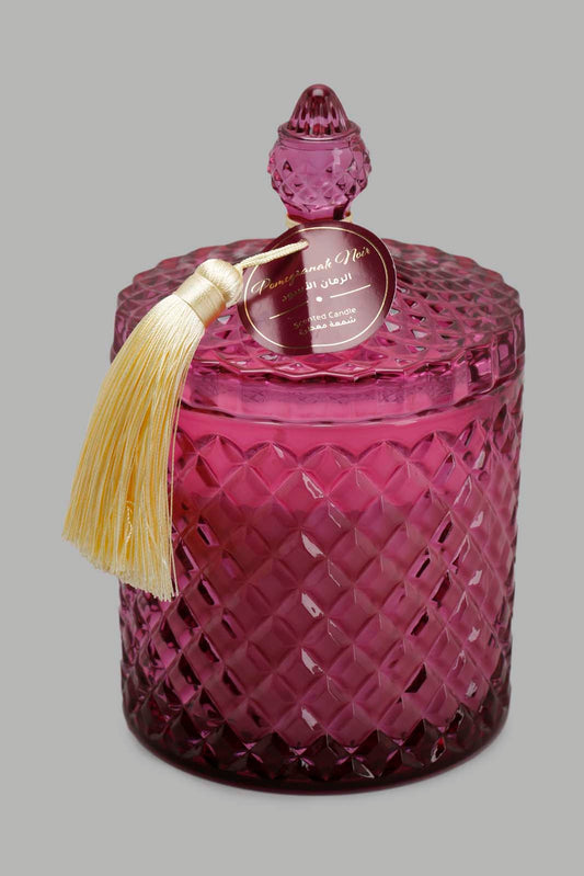 Redtag-Pomegranate-Noir-Candle-Embossed-Jar-With-Lid-Category:Candles,-Colour:Pink,-Deals:New-In,-Filter:Home-Decor,-HMW-HOM-Candle-&-Fragrances,-New-In-HMW-HOM,-Non-Sale,-Section:Homewares,-W22O-Home-Decor-