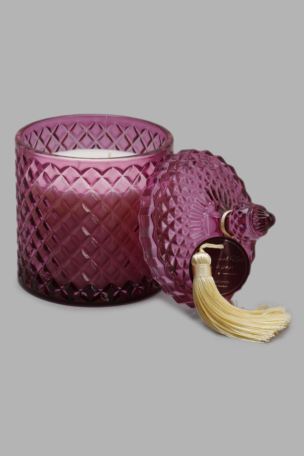 Redtag-Pomegranate-Noir-Candle-Embossed-Jar-With-Lid-Category:Candles,-Colour:Pink,-Deals:New-In,-Filter:Home-Decor,-HMW-HOM-Candle-&-Fragrances,-New-In-HMW-HOM,-Non-Sale,-Section:Homewares,-W22O-Home-Decor-