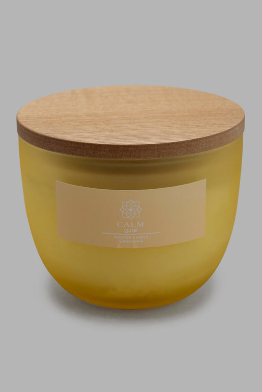 Redtag-Calm-Candle-With-Woodenlid-Category:Candles,-Colour:Yellow,-Deals:New-In,-Filter:Home-Decor,-HMW-HOM-Candle-&-Fragrances,-New-In-HMW-HOM,-Non-Sale,-Section:Homewares,-W22O-Home-Decor-