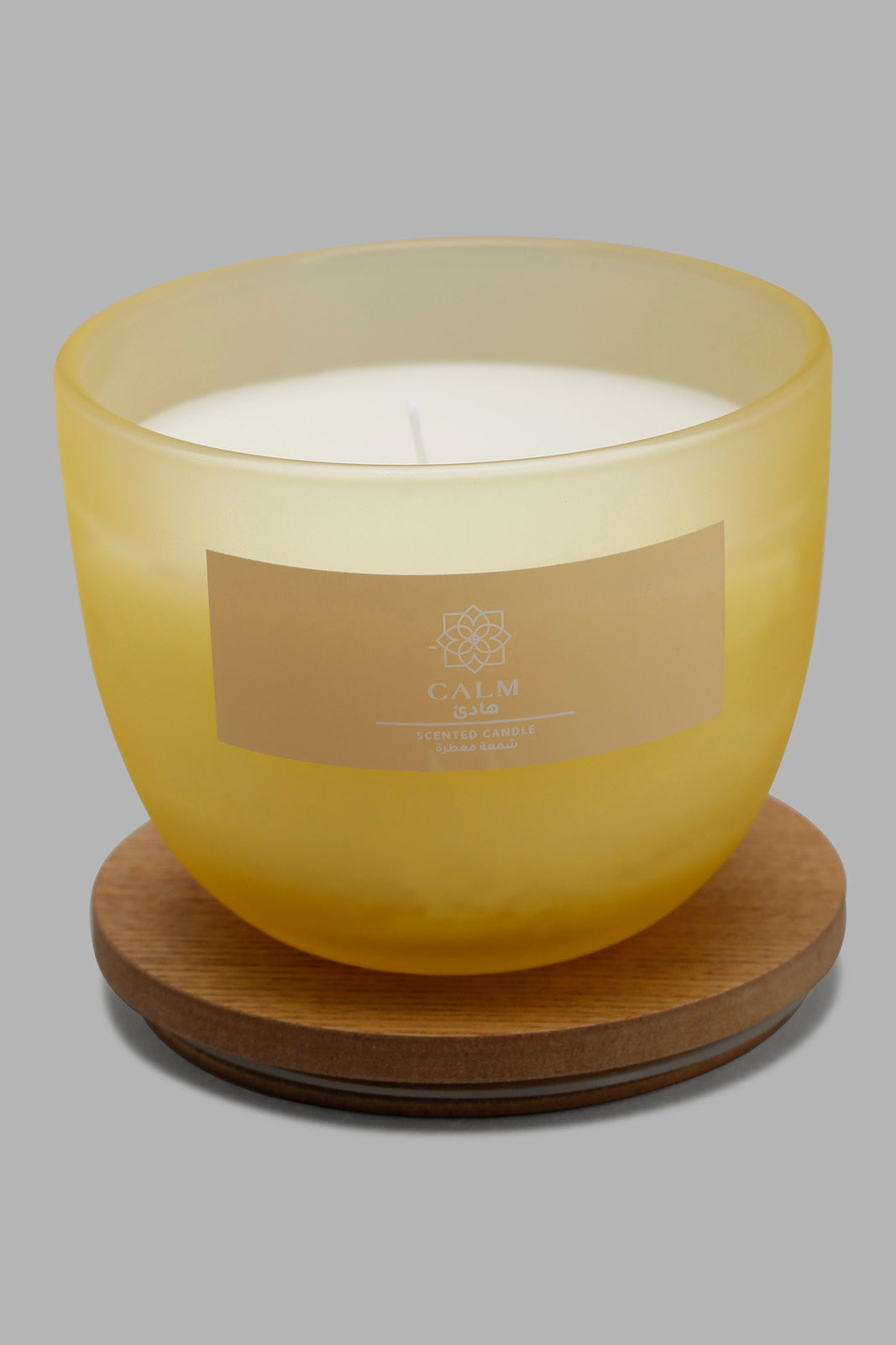 Redtag-Calm-Candle-With-Woodenlid-Category:Candles,-Colour:Yellow,-Deals:New-In,-Filter:Home-Decor,-HMW-HOM-Candle-&-Fragrances,-New-In-HMW-HOM,-Non-Sale,-Section:Homewares,-W22O-Home-Decor-