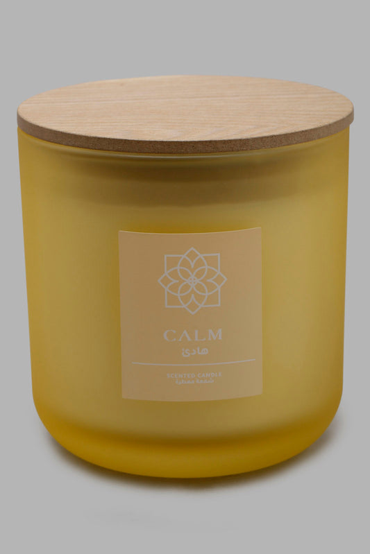 Redtag-Calm-Candle-With-Woodenlid-Category:Candles,-Colour:Yellow,-Deals:New-In,-Filter:Home-Decor,-HMW-HOM-Candle-&-Fragrances,-New-In-HMW-HOM,-Non-Sale,-Section:Homewares,-W22O-Home-Decor-