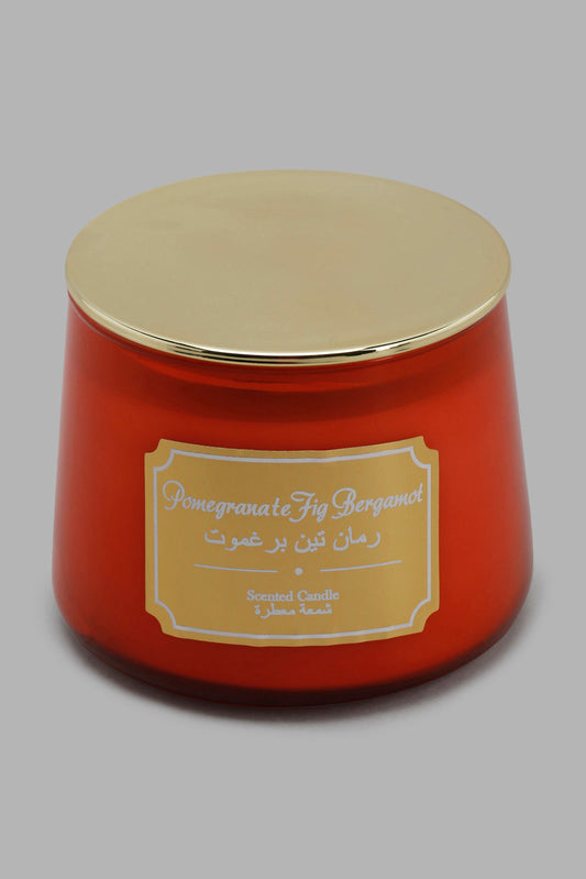Redtag-Pomegranate-Fig-Scented-Candle-With-Gold-Lid-Category:Candles,-Colour:Red,-Deals:New-In,-Filter:Home-Decor,-HMW-HOM-Candle-&-Fragrances,-New-In-HMW-HOM,-Non-Sale,-Section:Homewares,-W22O-Home-Decor-