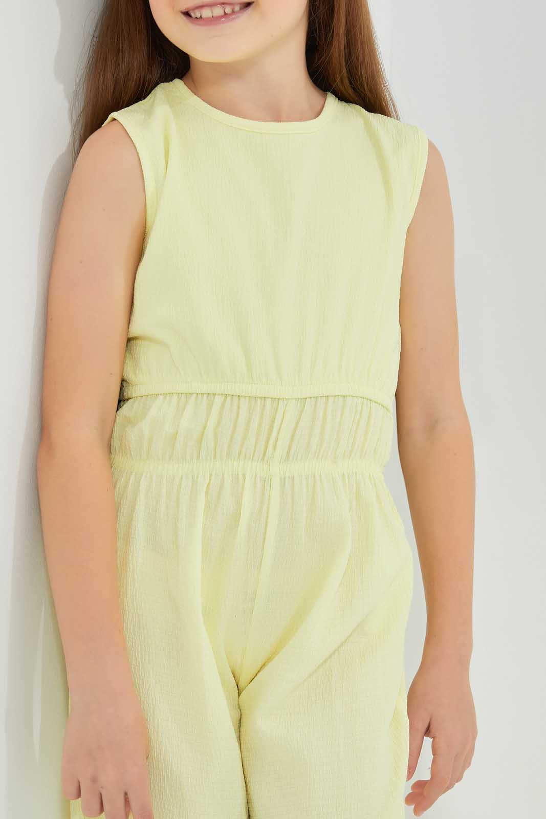 Redtag-Yellow-Elasticated-Waistband-Jumpsuit-Category:Jumpsuits,-Colour:Yellow,-Deals:4-For-90,-Deals:Sale,-Filter:Girls-(2-to-8-Yrs),-Girls-Jumpsuits,-S22C,-Sale-GIR-APL,-Section:Girls-(0-to-14Yrs)-Girls-2 to 8 Years