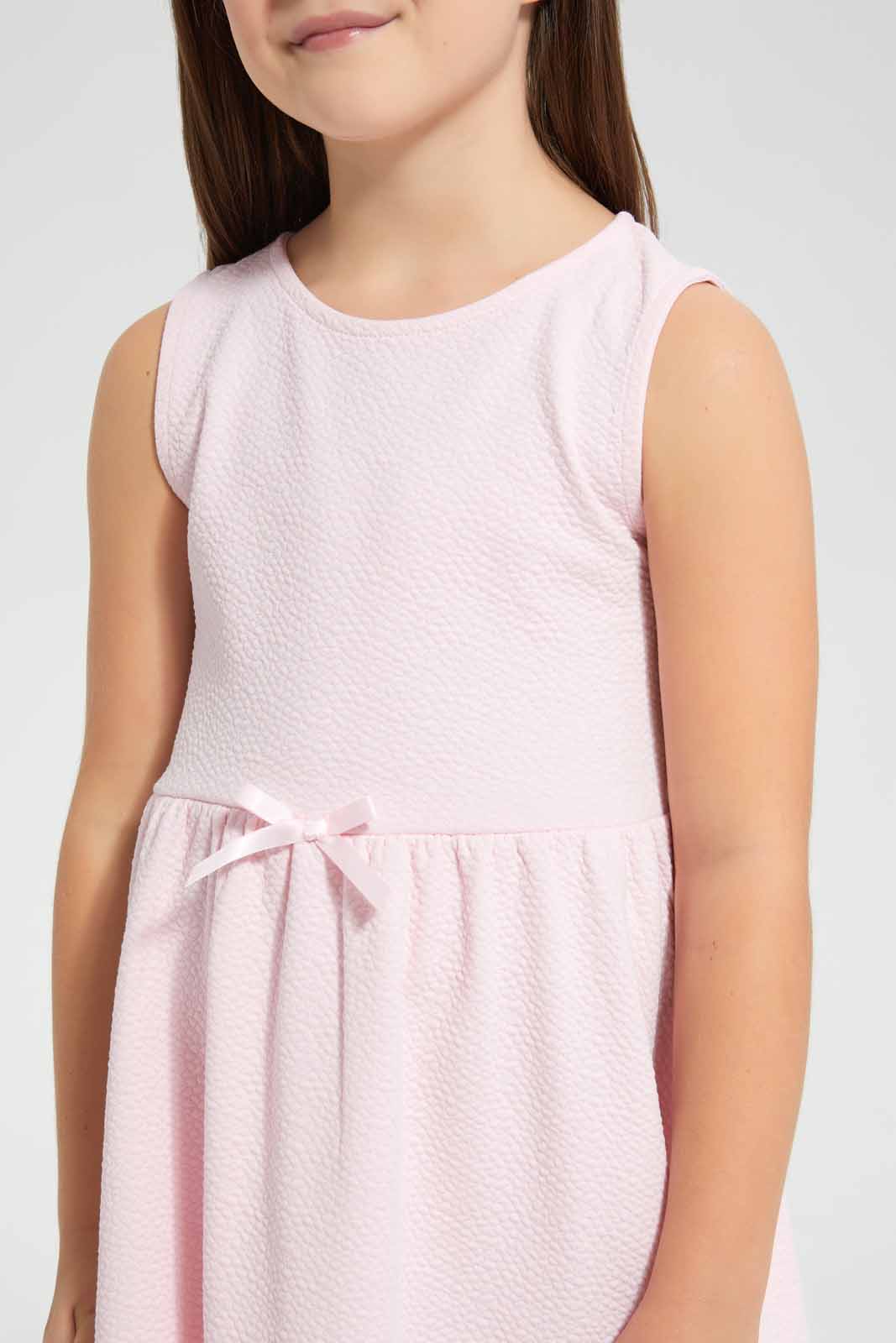 Redtag-Pink-Textured-Knitted-Dress-Dresses-Girls-2 to 8 Years